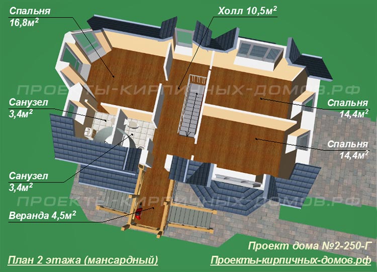 План второго мансардного этажа дома 6 на 12